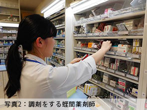 写真2:調剤をする蛭間薬剤師